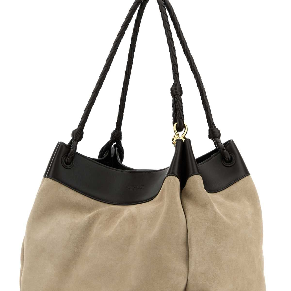 Bottega Veneta Women Two-Tone Suede Ad Leather Maxi Parachute Shopping Bag