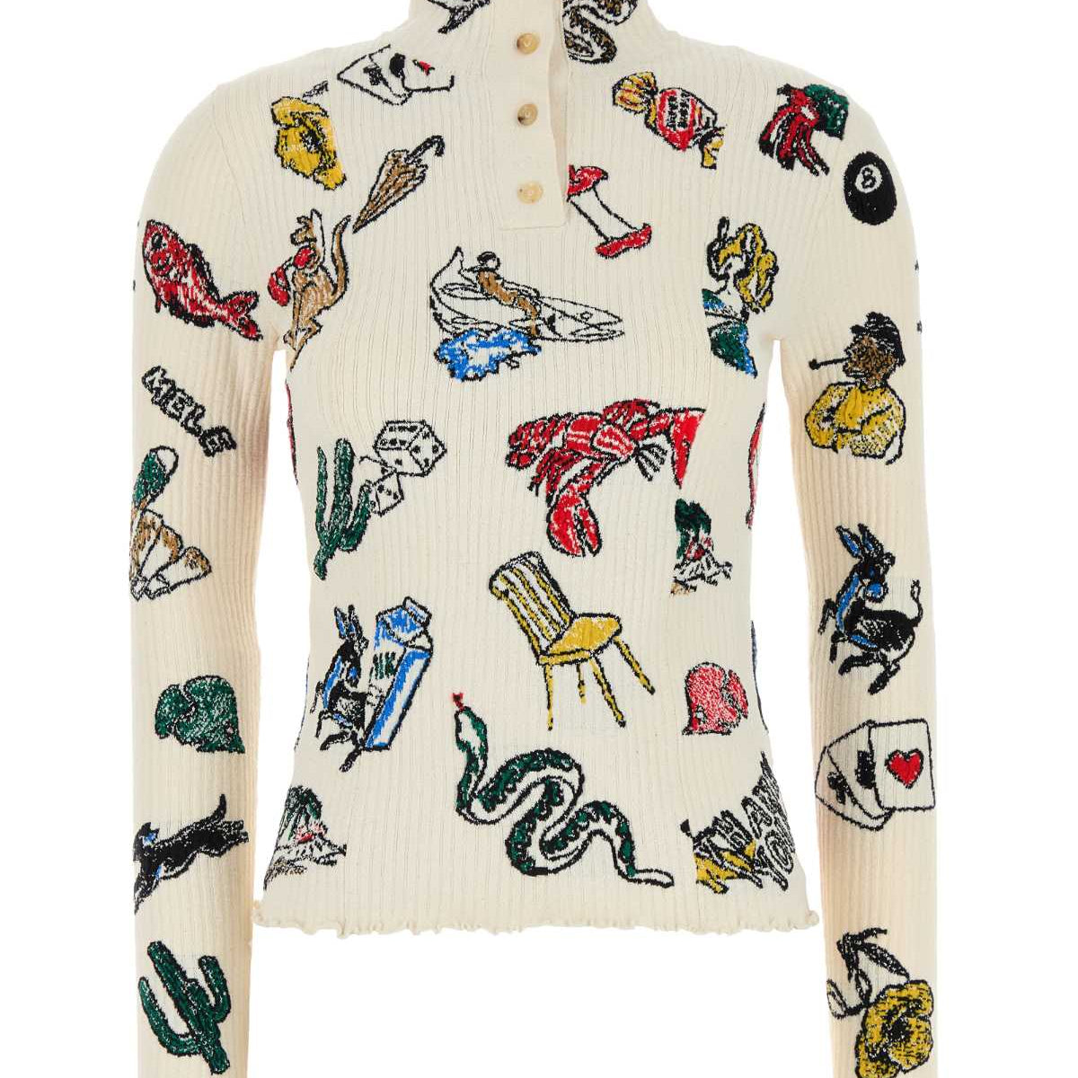 Bottega Veneta Women Embroidered Stretch Wool Blend Sweater