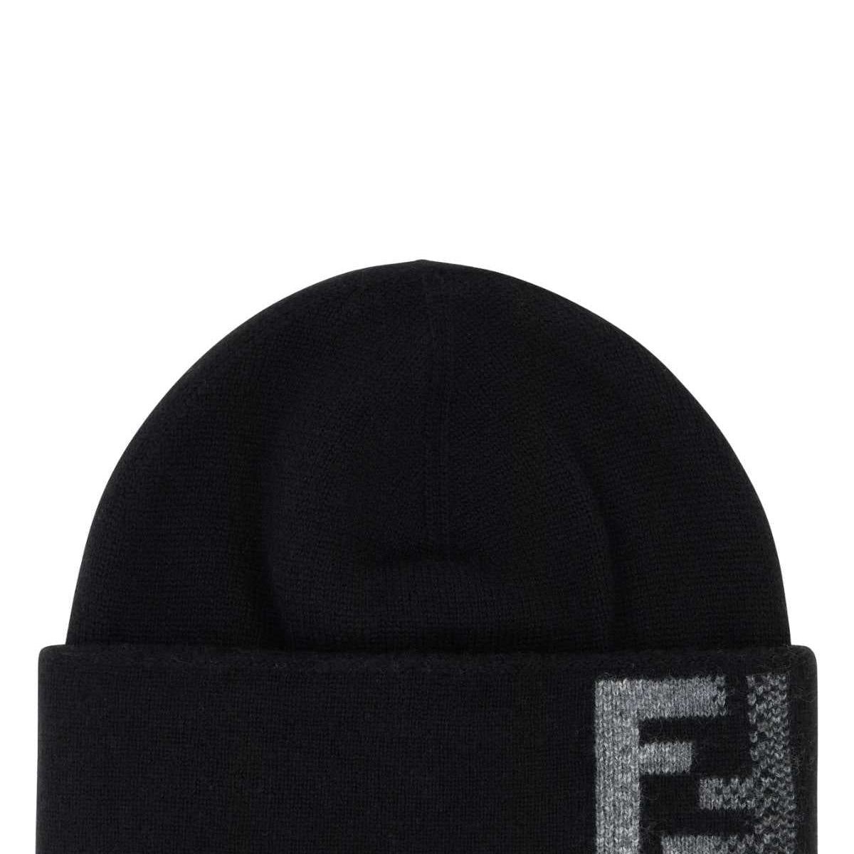 Fendi Men Black Wool Blend Beanie Hat