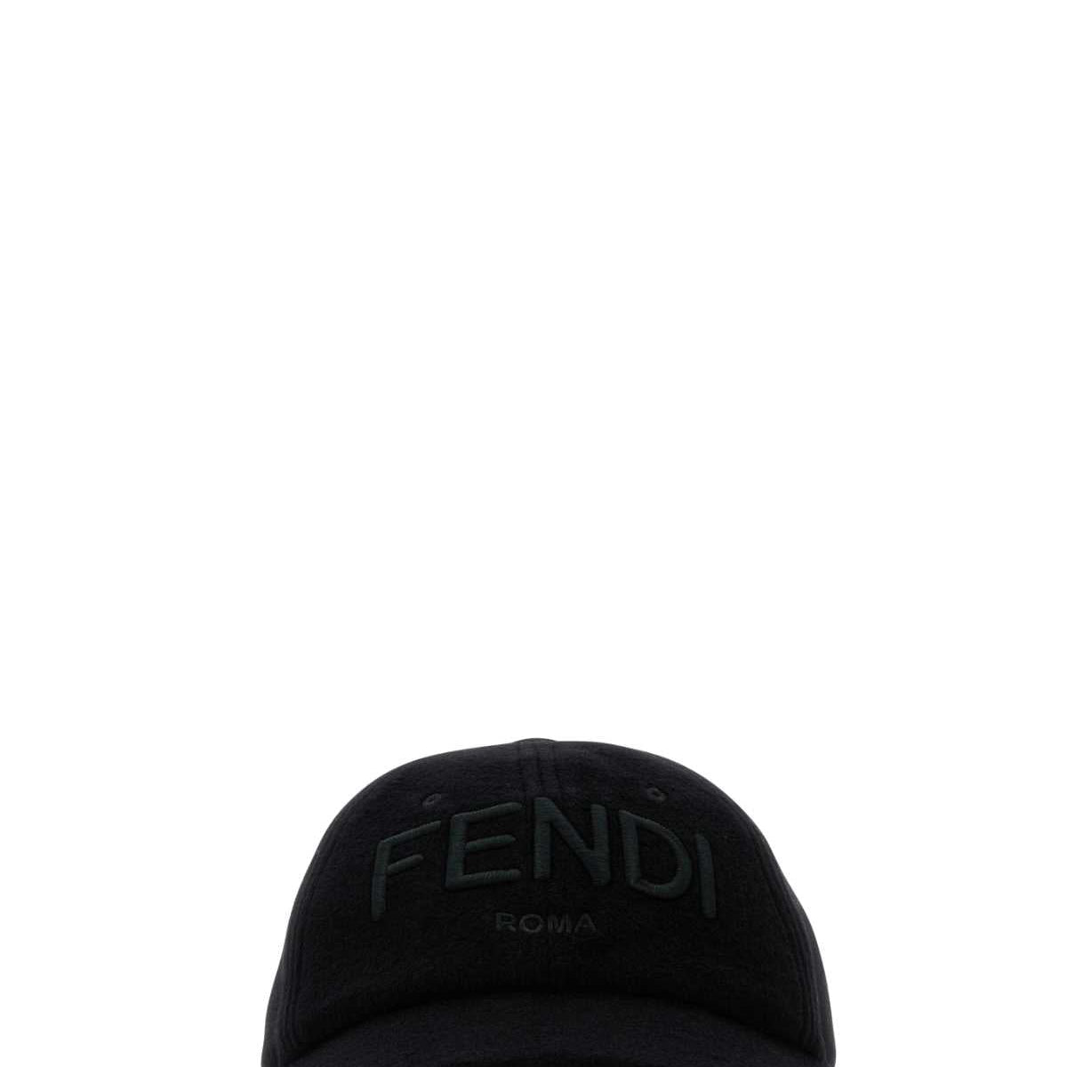 Fendi Men Black Wool Blend Baseball Cap