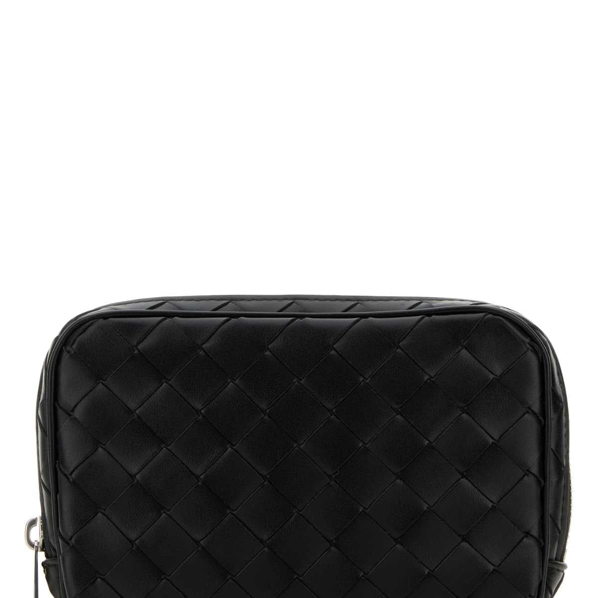 Bottega Veneta Men Black Leather Small Intrecciato Beauty Case
