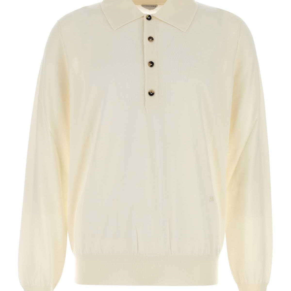 Bottega Veneta Men Ivory Cashmere Polo Shirt