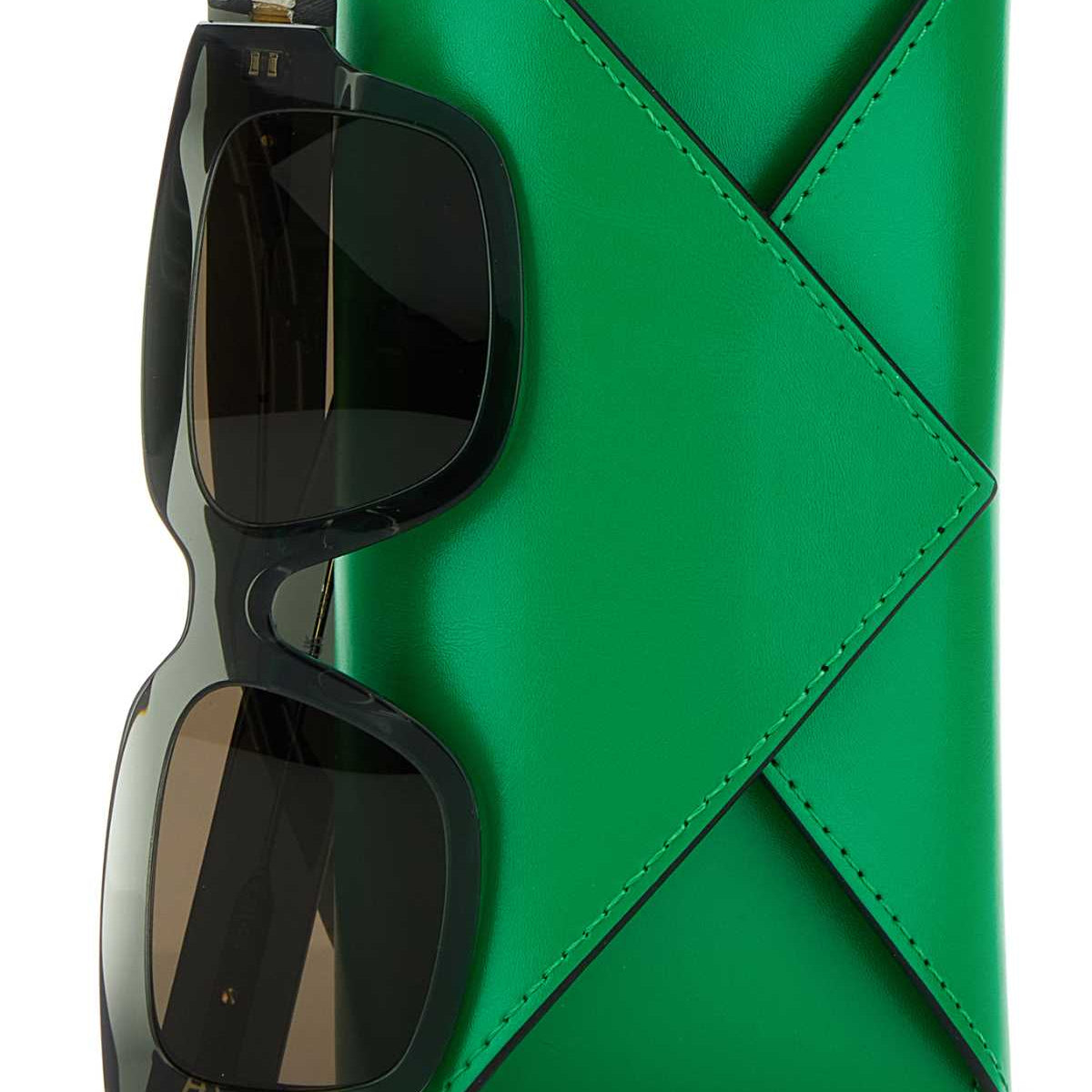Bottega Veneta Women Dark Green Acetate Ultrathin Sunglasses
