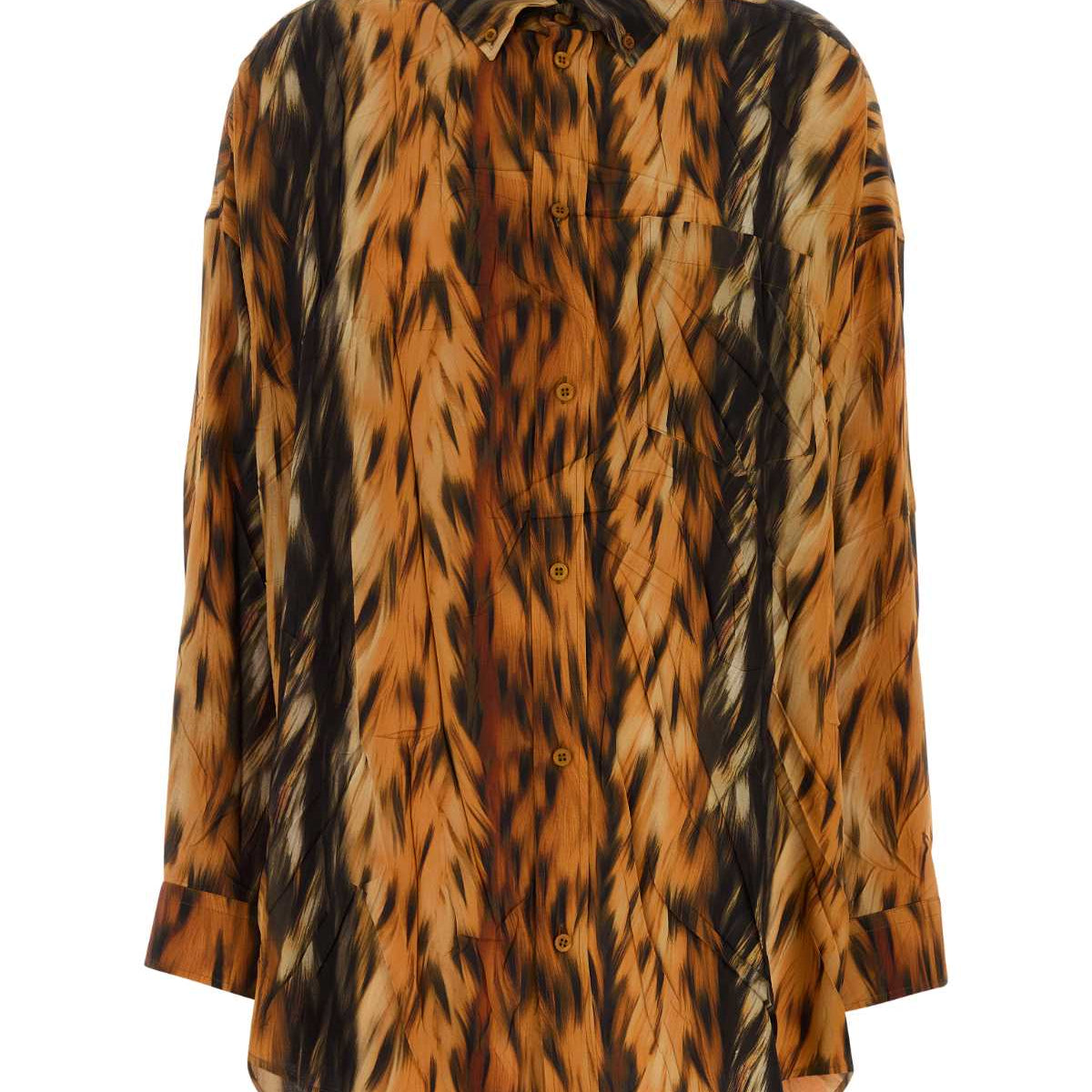 Balenciaga Women Printed Silk Oversize Shirt