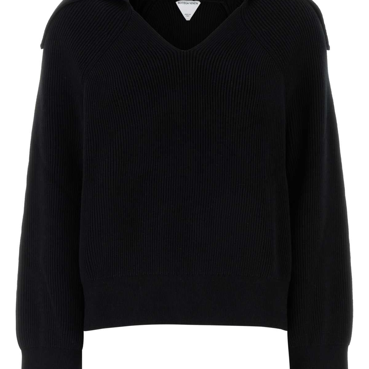 Bottega Veneta Women Black Stretch Cotton Blend Polo Shirt