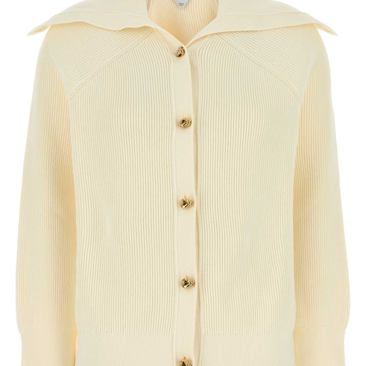 Bottega Veneta Women Cream Stretch Cotton Blend Cardigan