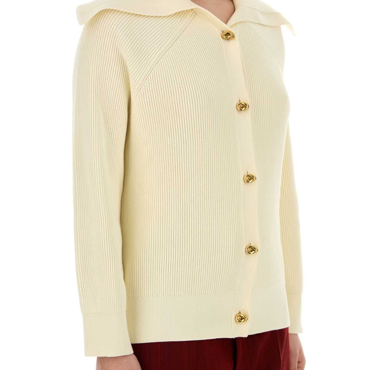 Bottega Veneta Women Cream Stretch Cotton Blend Cardigan