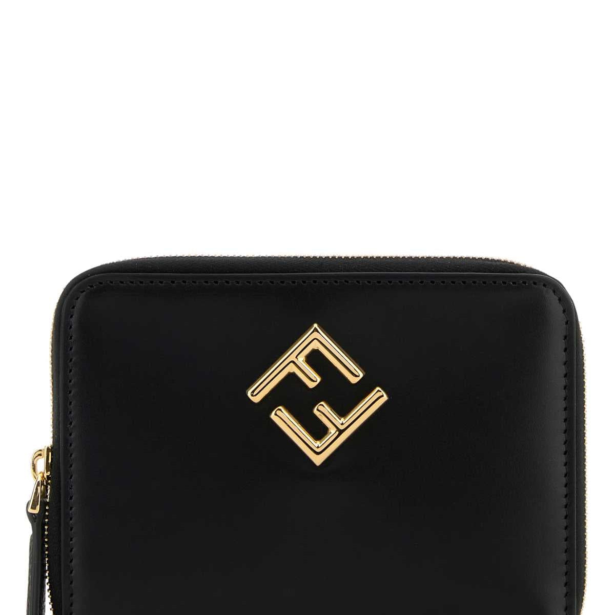 Fendi Women Black Leather Ff Diamonds Wallet
