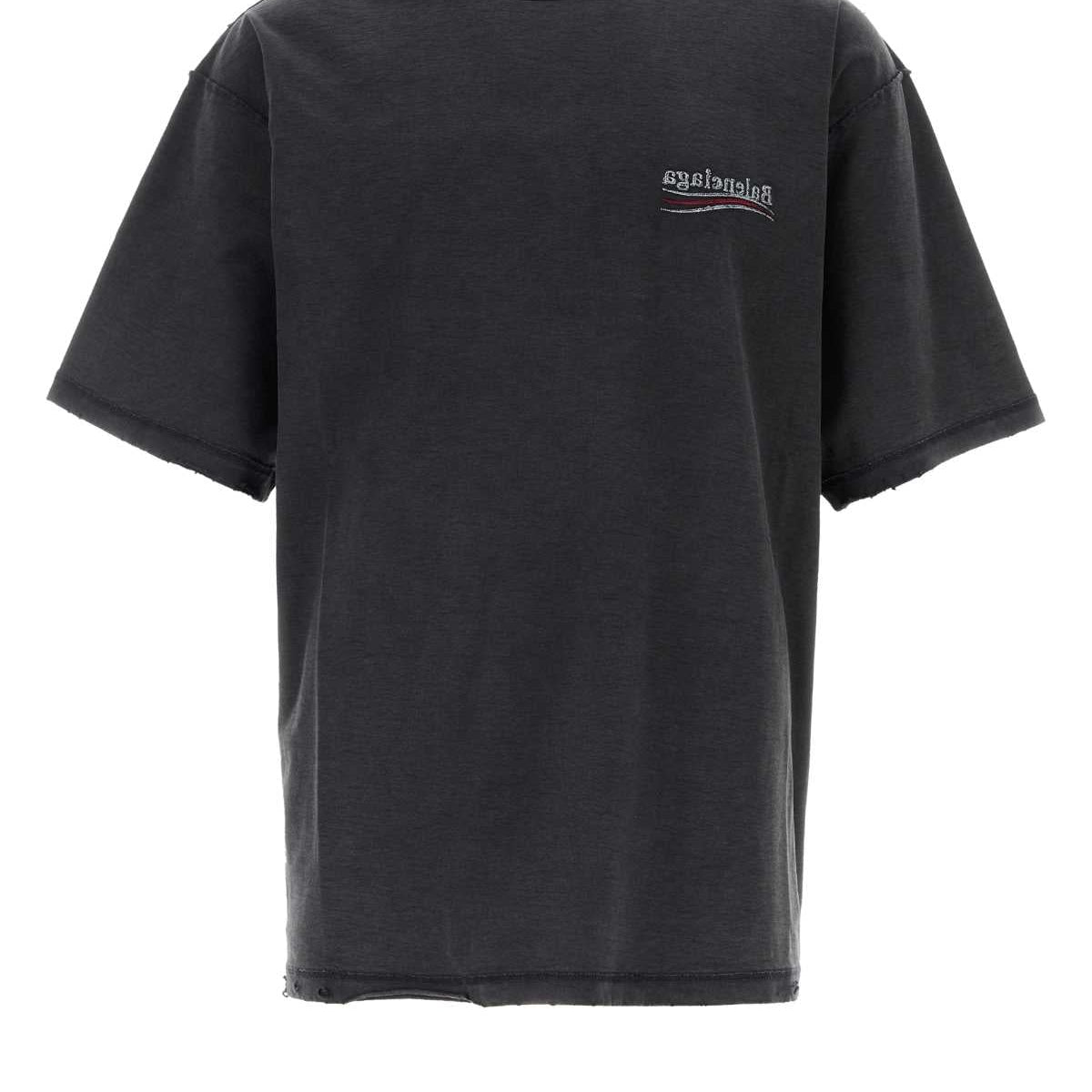 Balenciaga Men Graphite Cotton Oversize T-Shirt