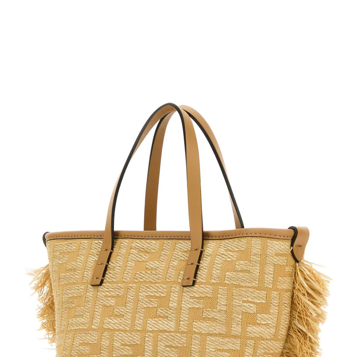 Fendi Women Embroidered Raffia Mini Roll Handbag