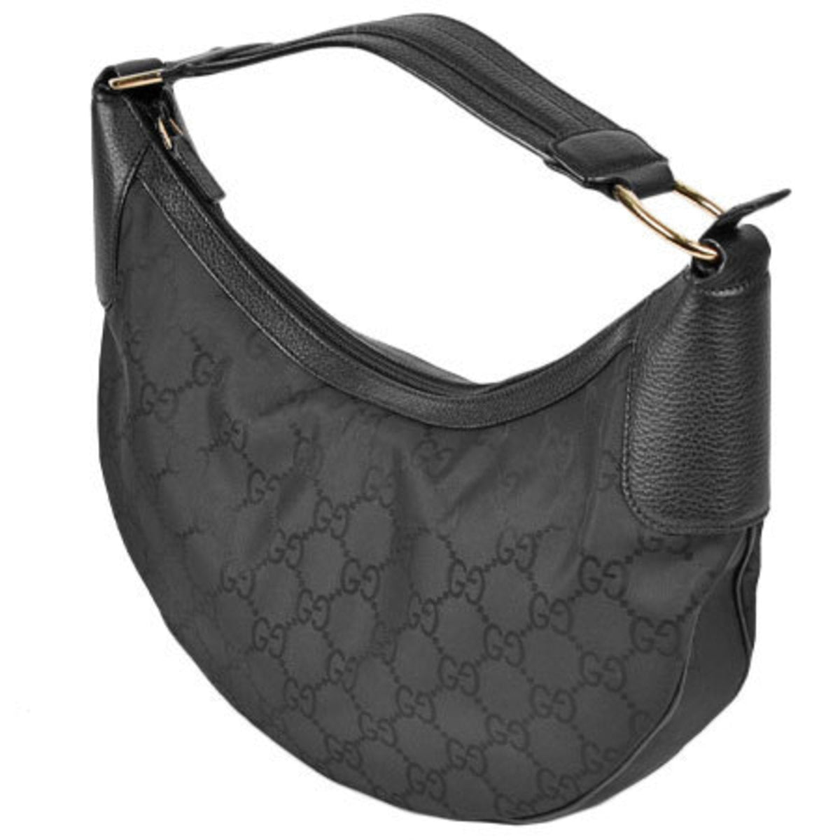 Gucci one shoulder bag GG nylon canvas leather black 257297