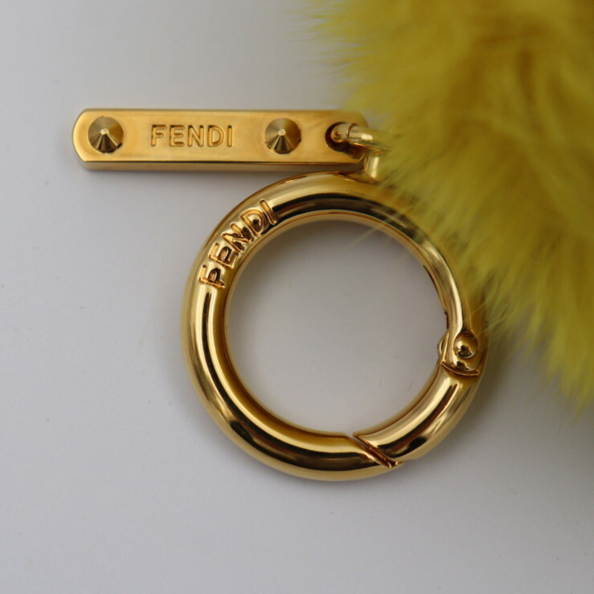 Top Quality Fendi Other Accessories Fox Fur Yellow Gold Hardware Pompom Bag Charm Key Ring