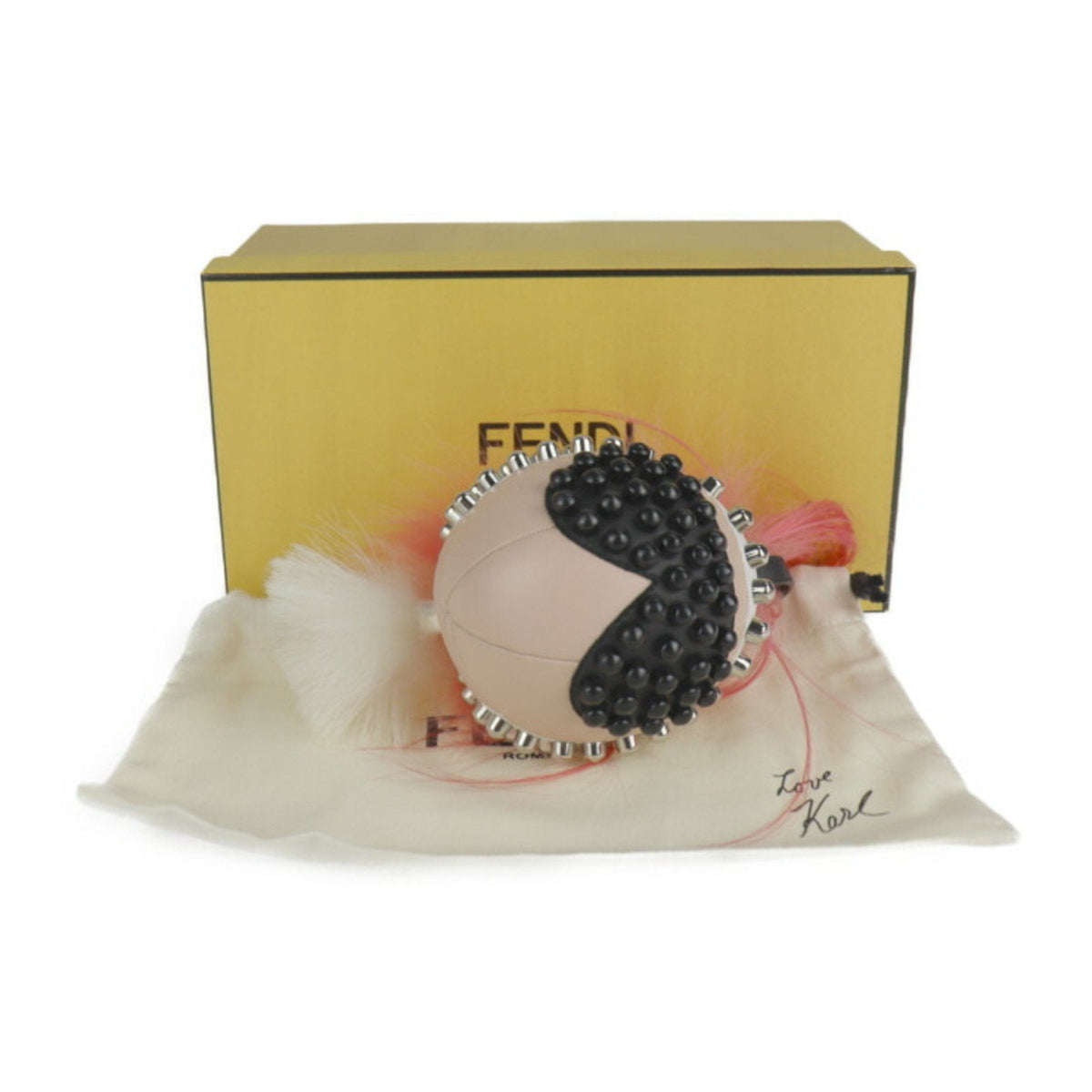Top Quality Fendi Panquito Karl Lagerfeld Keychain 7AR492 Leather Fur Pink Black White Bag Charm