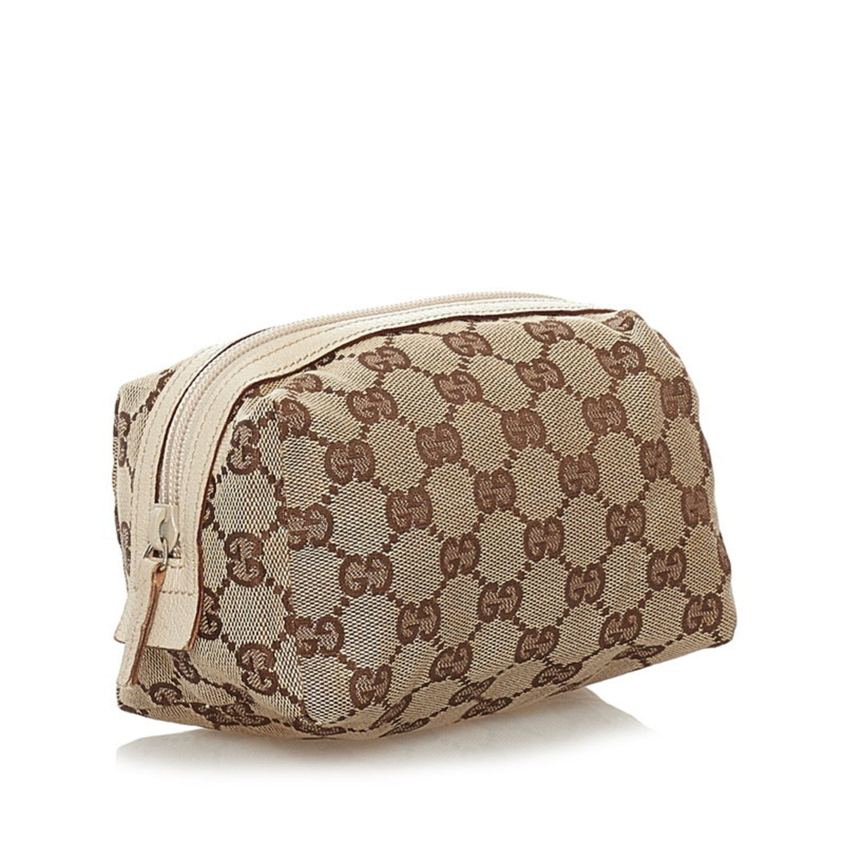 Gucci GG Canvas Pouch 29595 Beige Brown Leather Ladies GUCCI