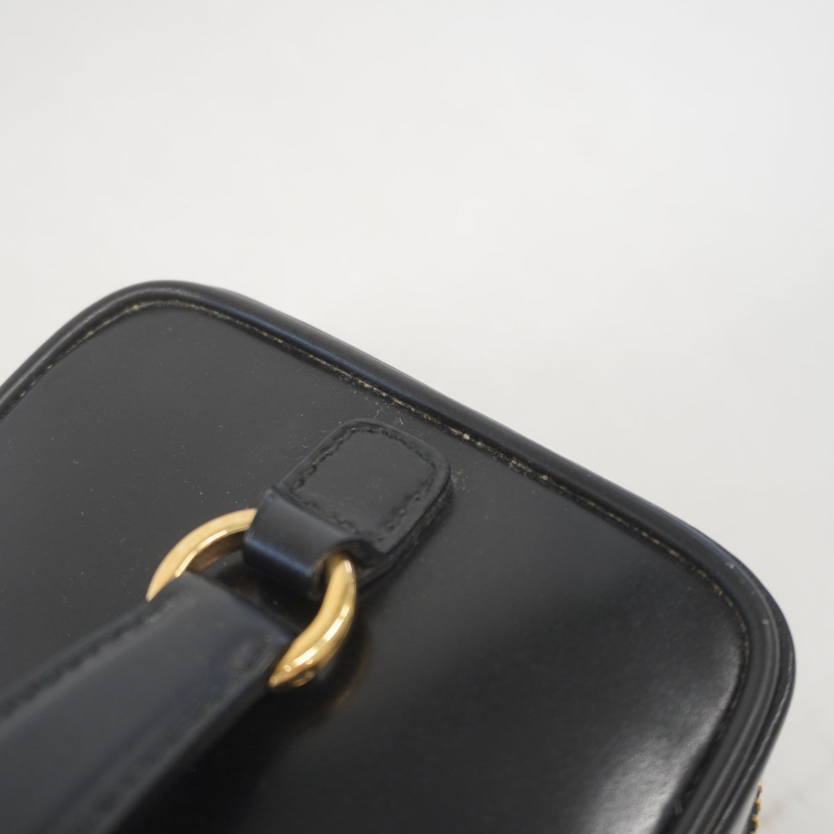 Gucci Vanity Bag Bamboo 032 1956 0151 Leather Black Gold Metal