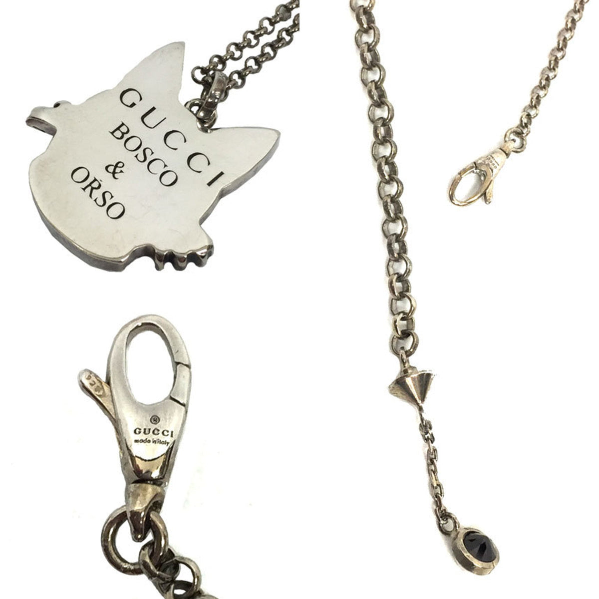 Gucci BOSCO & ORSO necklace Boston terrier dog AG925 silver ladies
