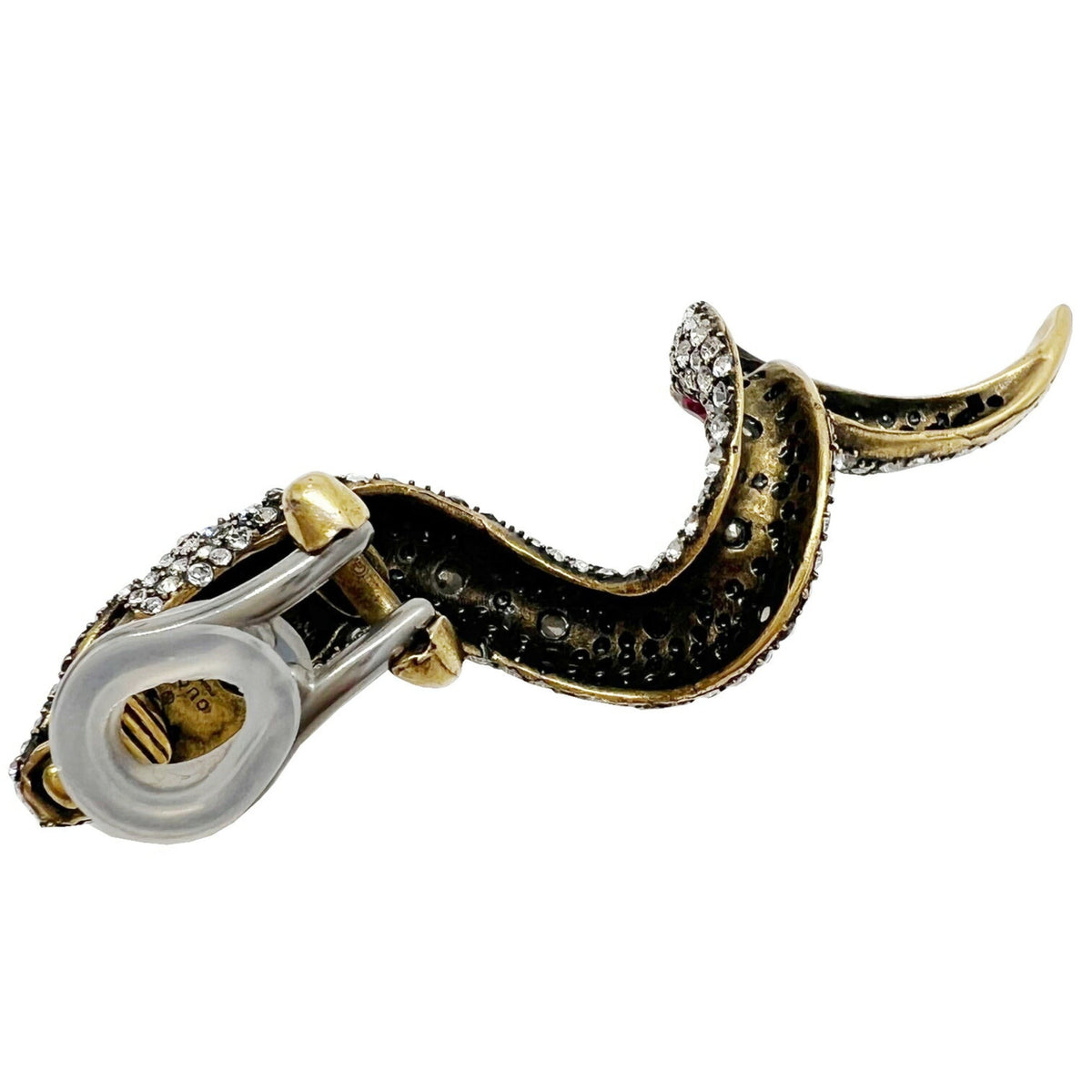 Gucci Crystal Snake Earrings Color Stone Red Antique Style Women's Accessories