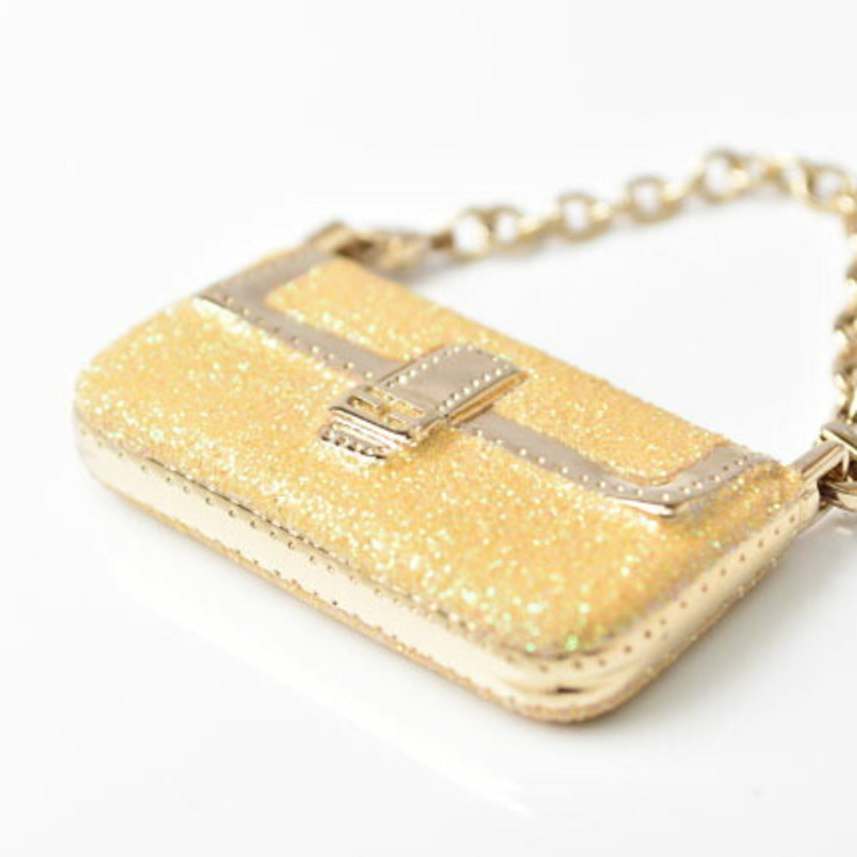 Top Quality Fendi Keychain Bag Charm Top Quality Fendi Mamma Bucket Motif Metallic Yellow Gold Metal