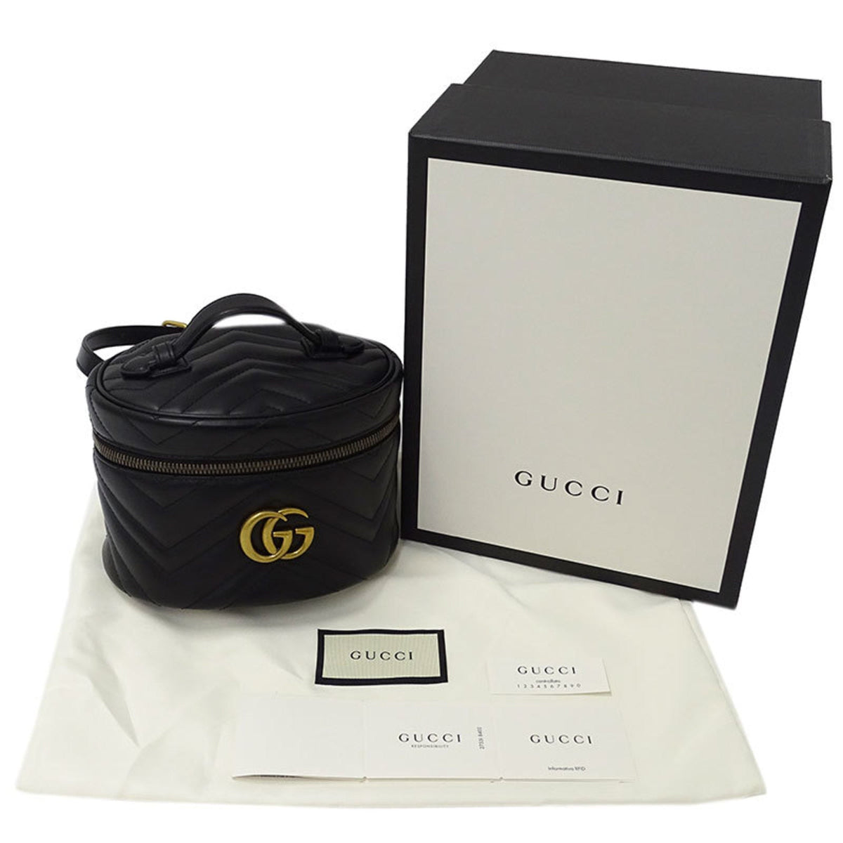 Gucci Bag Ladies Rucksack Daypack GG Marmont Leather 598594 Black Vanity Type