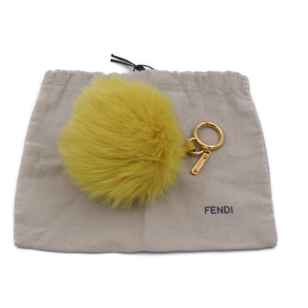 Top Quality Fendi Other Accessories Fox Fur Yellow Gold Hardware Pompom Bag Charm Key Ring