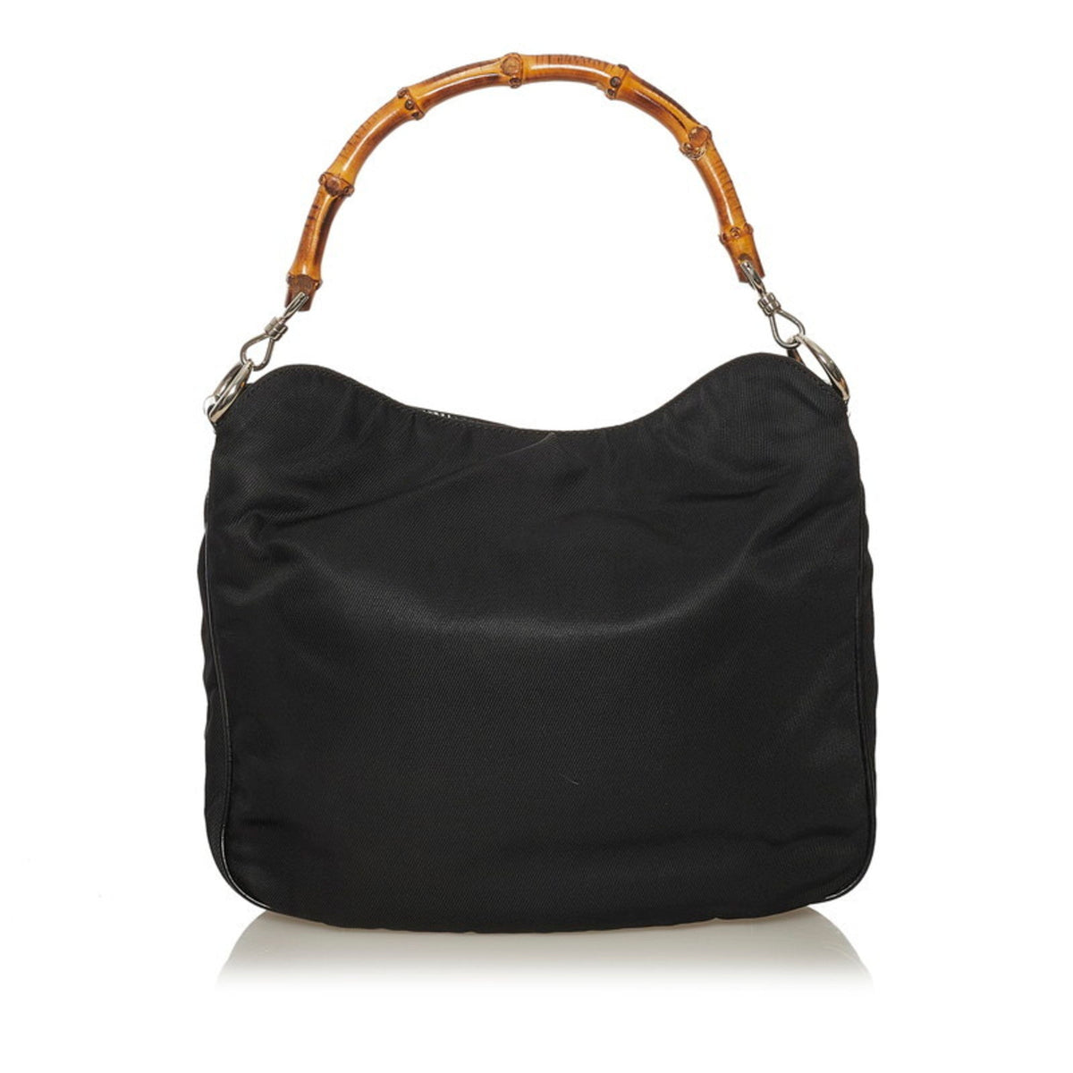 Gucci bamboo handbag shoulder bag 001 1781 1638 black nylon leather ladies GUCCI