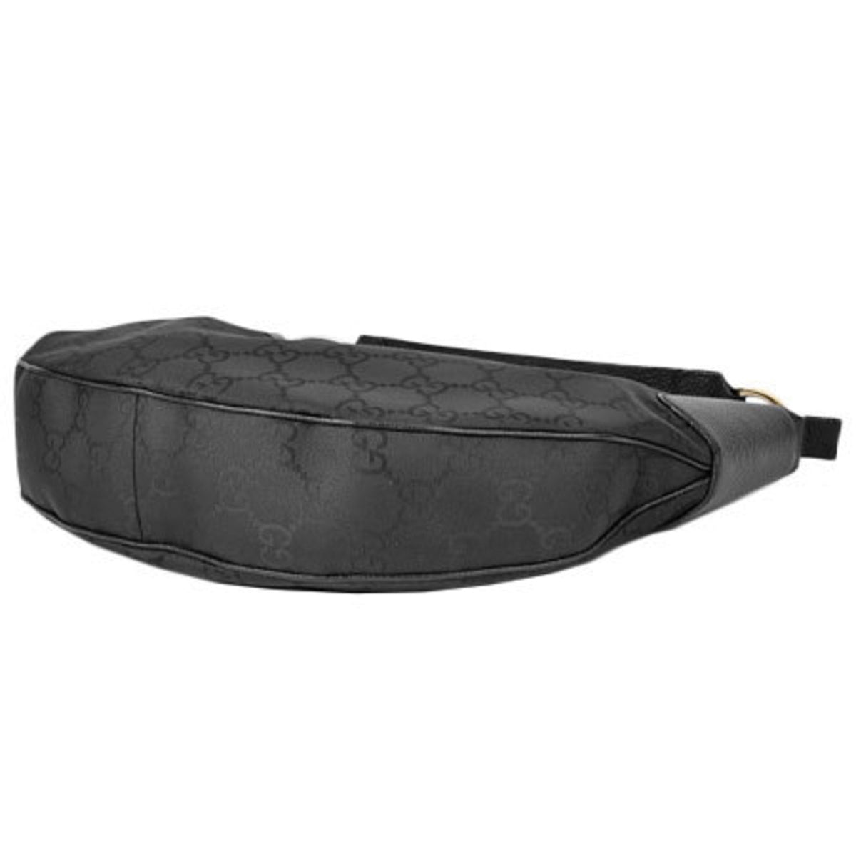 Gucci one shoulder bag GG nylon canvas leather black 257297