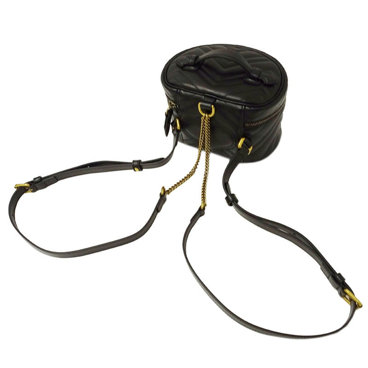 Gucci Bag Ladies Rucksack Daypack GG Marmont Leather 598594 Black Vanity Type