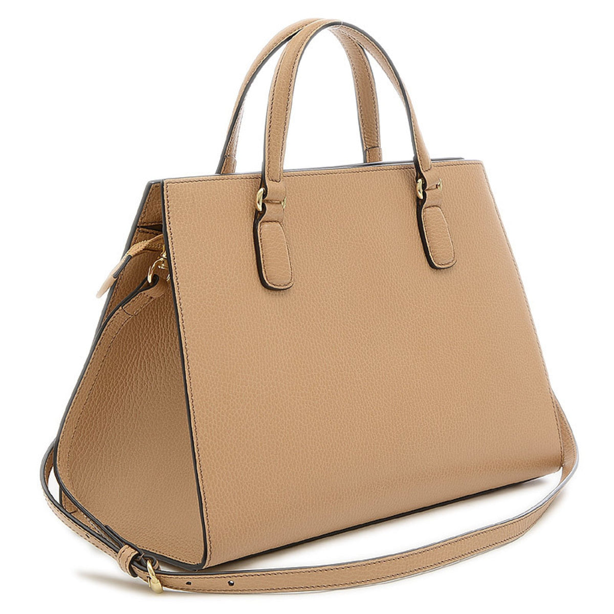 Gucci Soho Interlocking G 2Way Handbag Leather Beige 607721