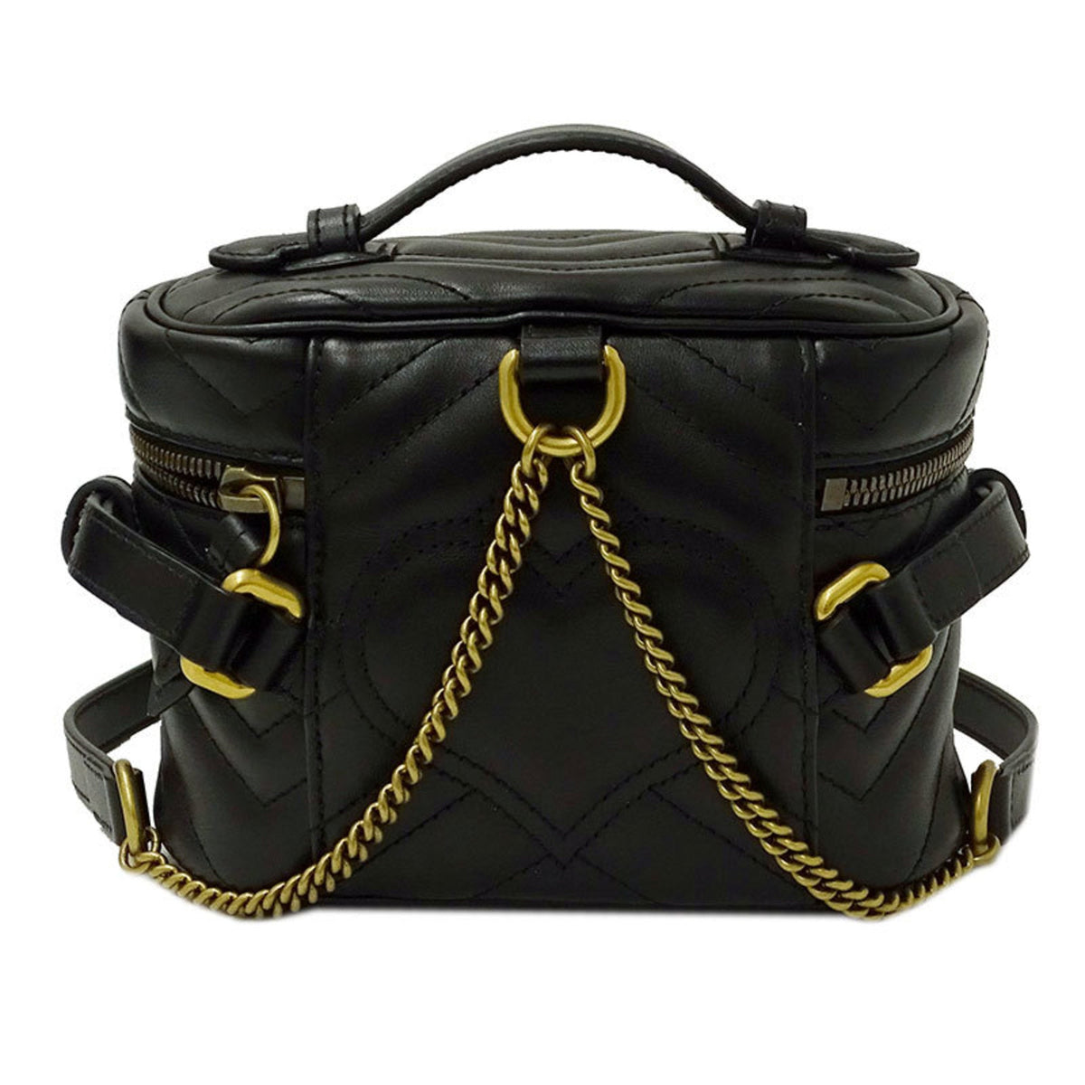 Gucci Bag Ladies Rucksack Daypack GG Marmont Leather 598594 Black Vanity Type