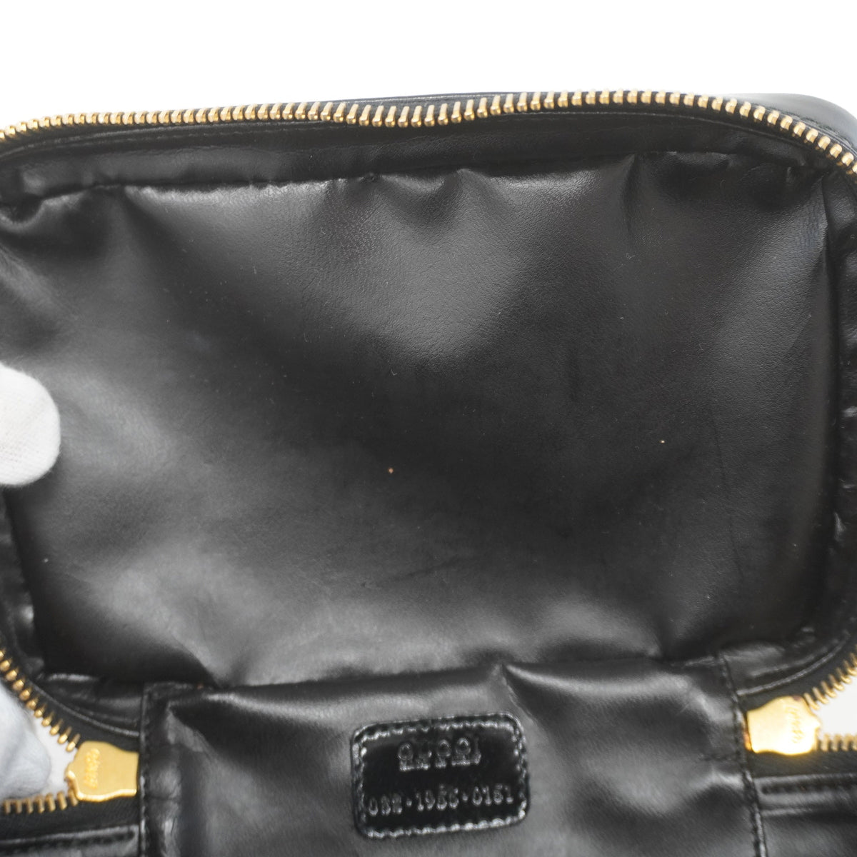 Gucci Vanity Bag Bamboo 032 1956 0151 Leather Black Gold Metal