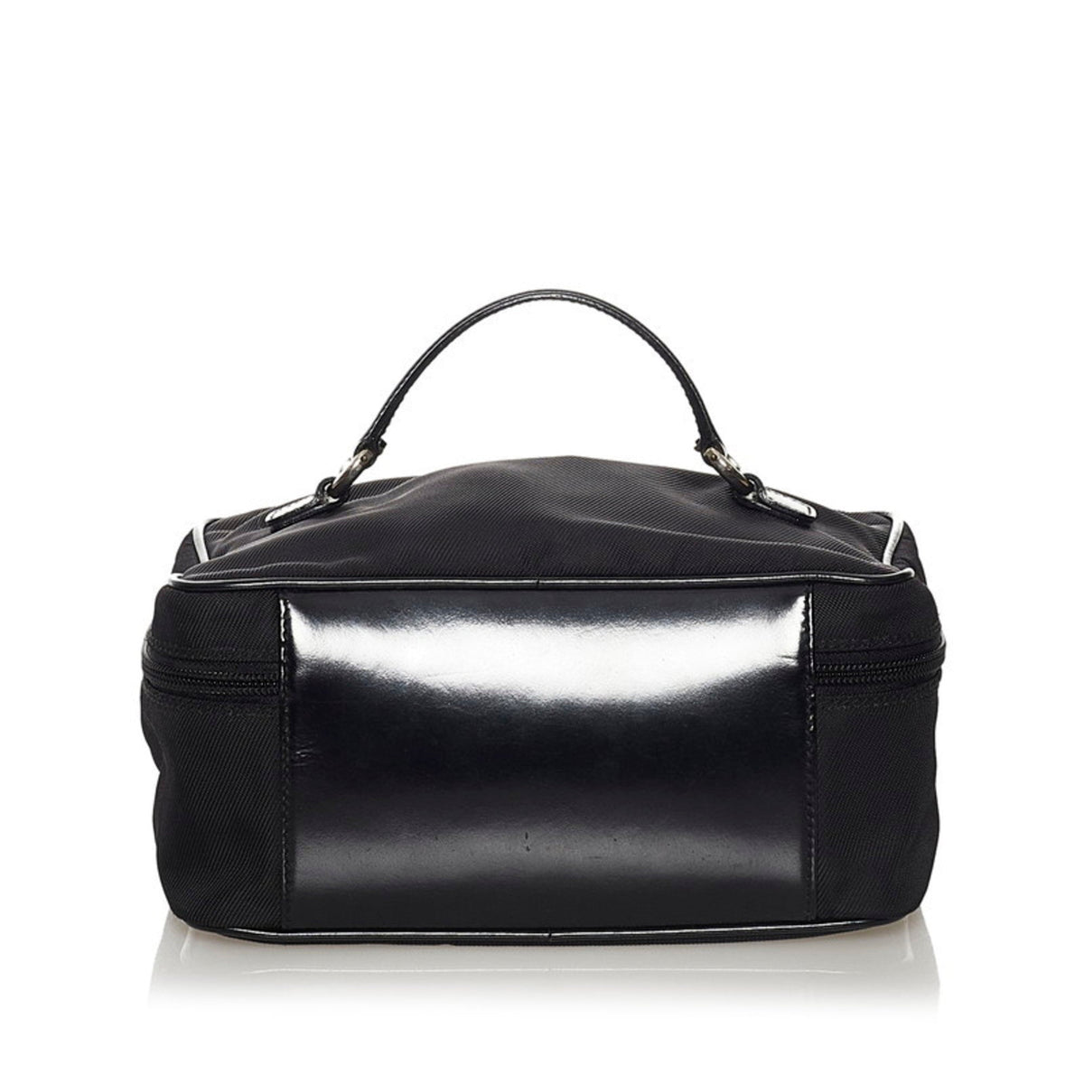 Gucci Vanity Handbag 032 1956 Black Nylon Leather Ladies GUCCI