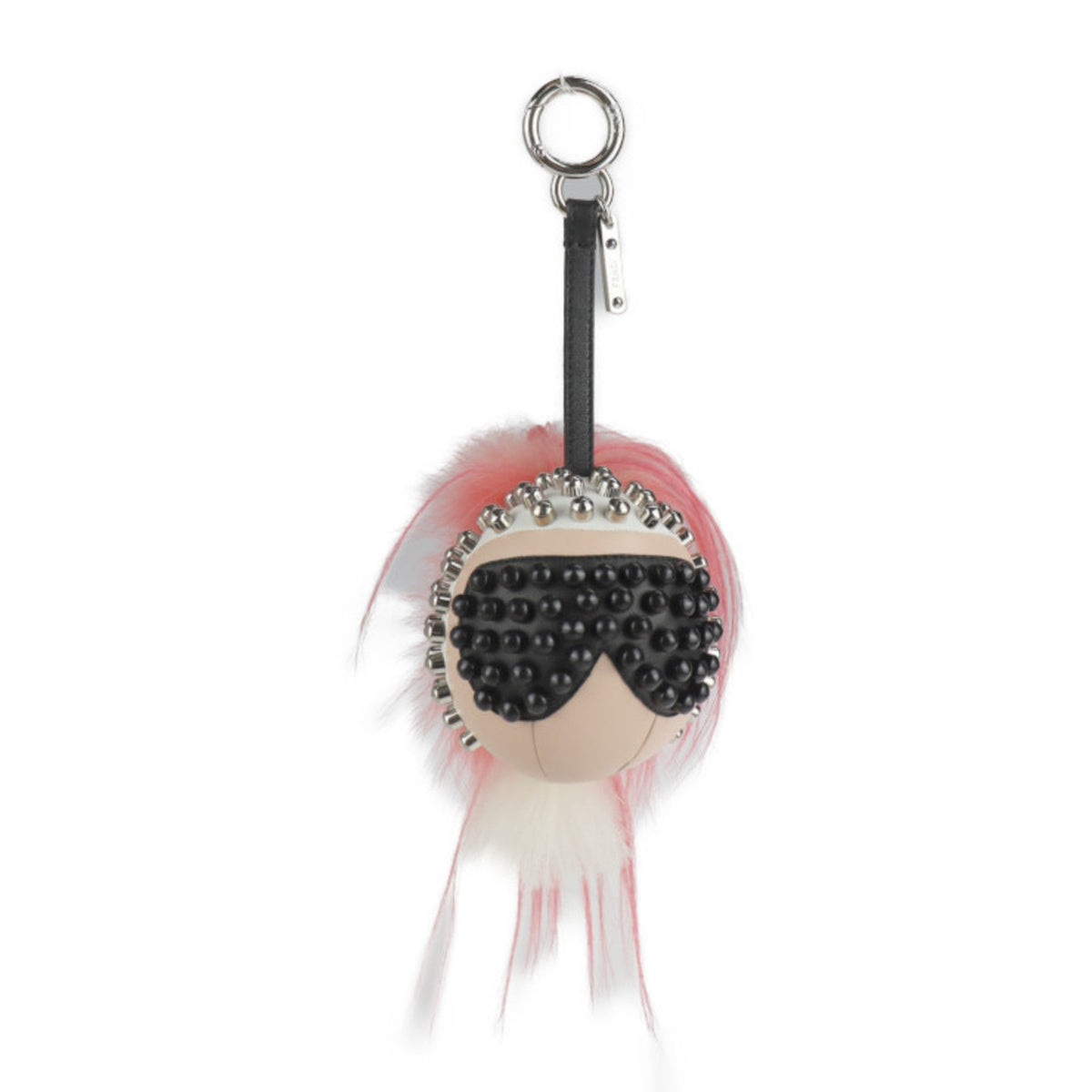 Top Quality Fendi Panquito Karl Lagerfeld Keychain 7AR492 Leather Fur Pink Black White Bag Charm