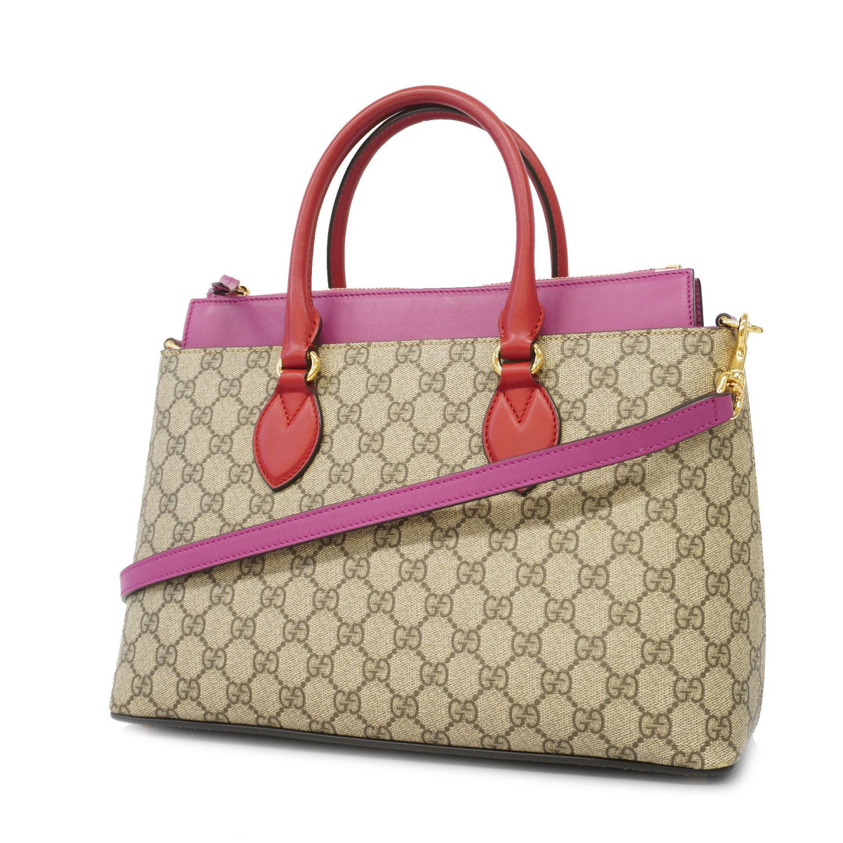 Gucci 2way Bag GG Supreme 409534 Beige/Pink/Red Gold metal
