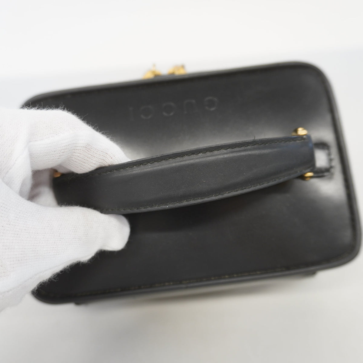 Gucci Vanity Bag Bamboo 032 1956 0151 Leather Black Gold Metal