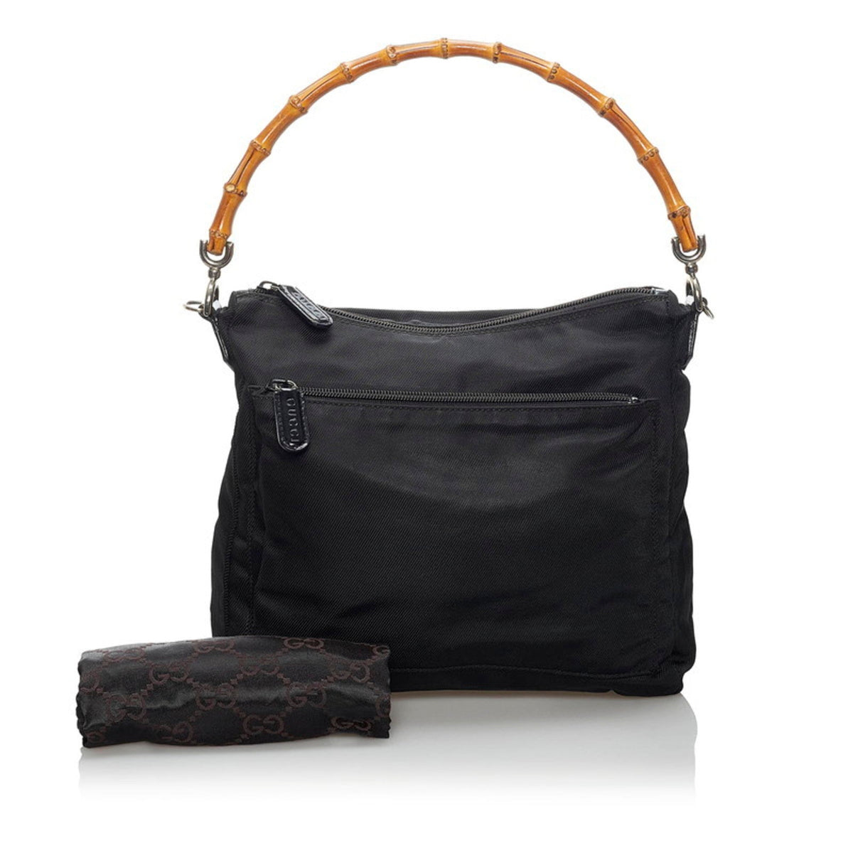 Gucci Bamboo One Shoulder Bag 000 0509 Black Nylon Leather Ladies GUCCI