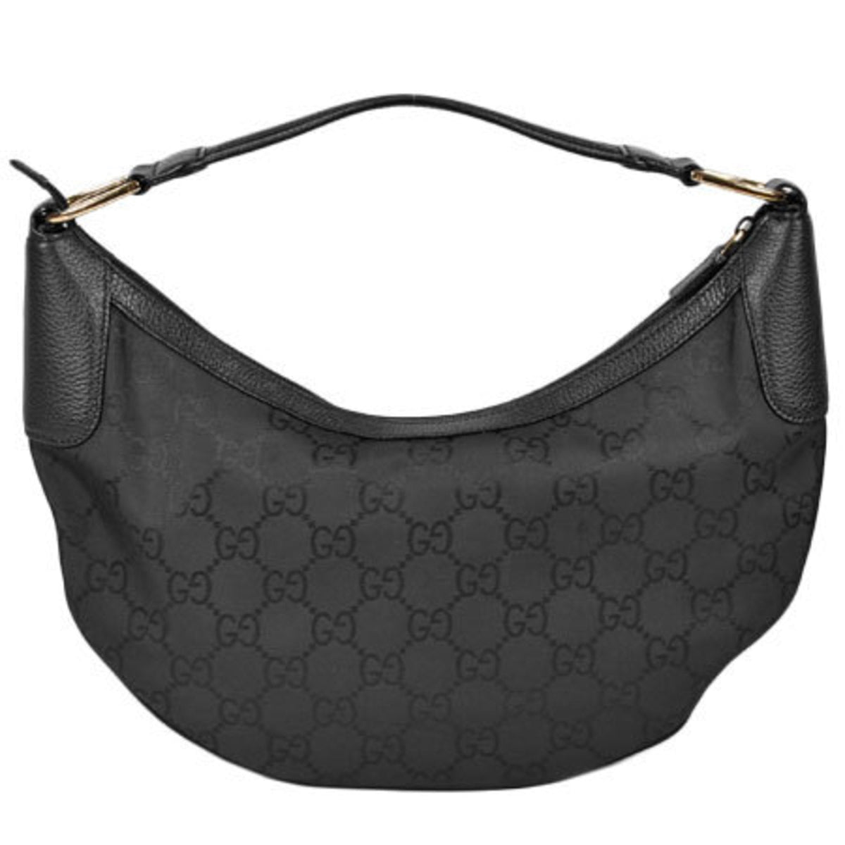 Gucci one shoulder bag GG nylon canvas leather black 257297