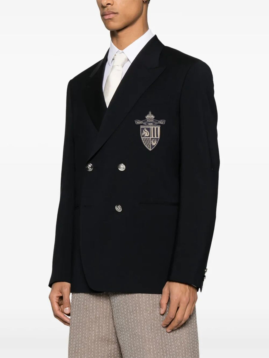 Fendi Men Straight-Cut Double Breasted Wool Jacket