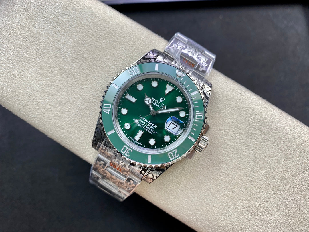 Rolex classic Submariner and hand-carved gold craftsmanship