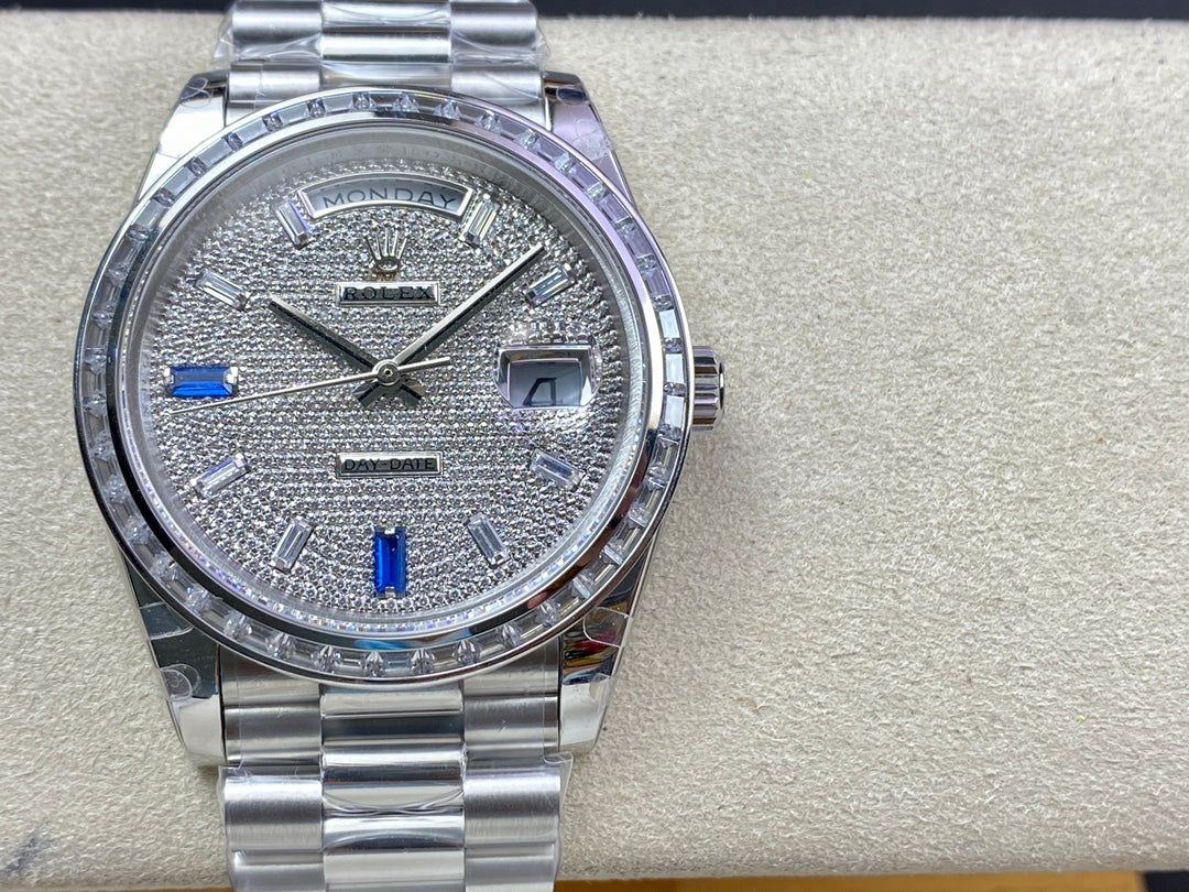 Rolex Full Diamond Day-Date Double Calendar