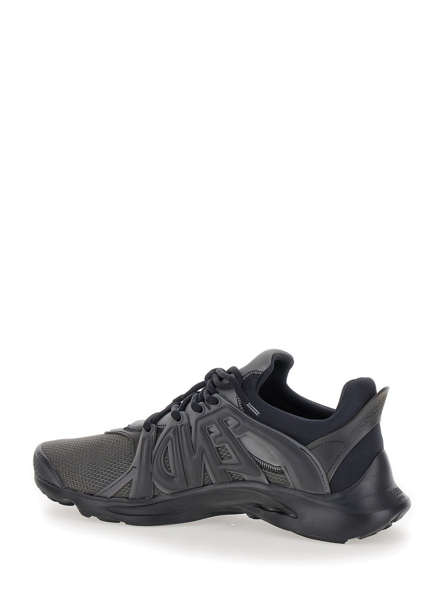 Fendi Men 'Fendi Tag' Black Sneakers With Logo In Techno Mesh Man
