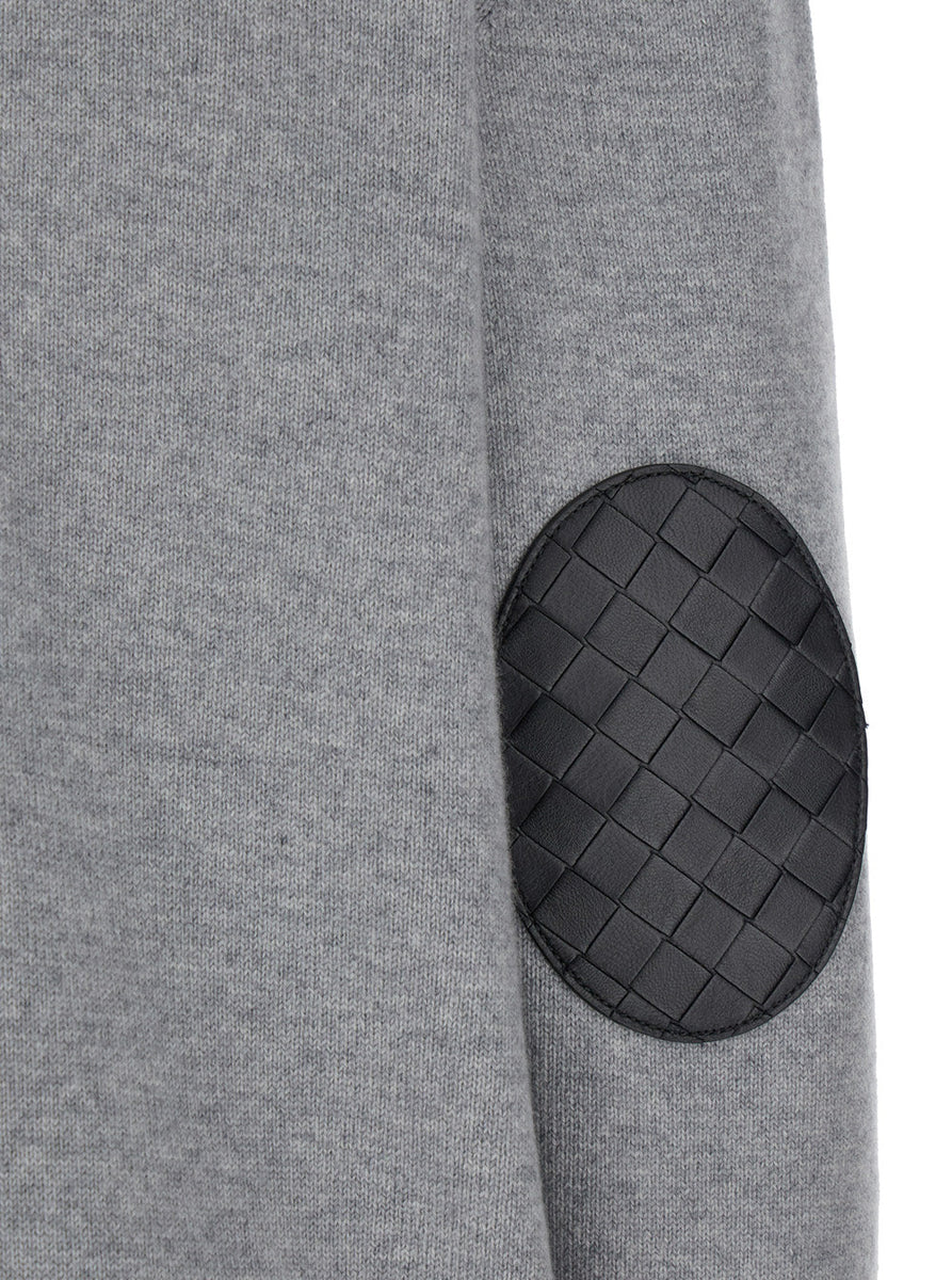 Bottega Veneta Women Grey Cardigan With Intrecciato Patch In Cashmere Woman