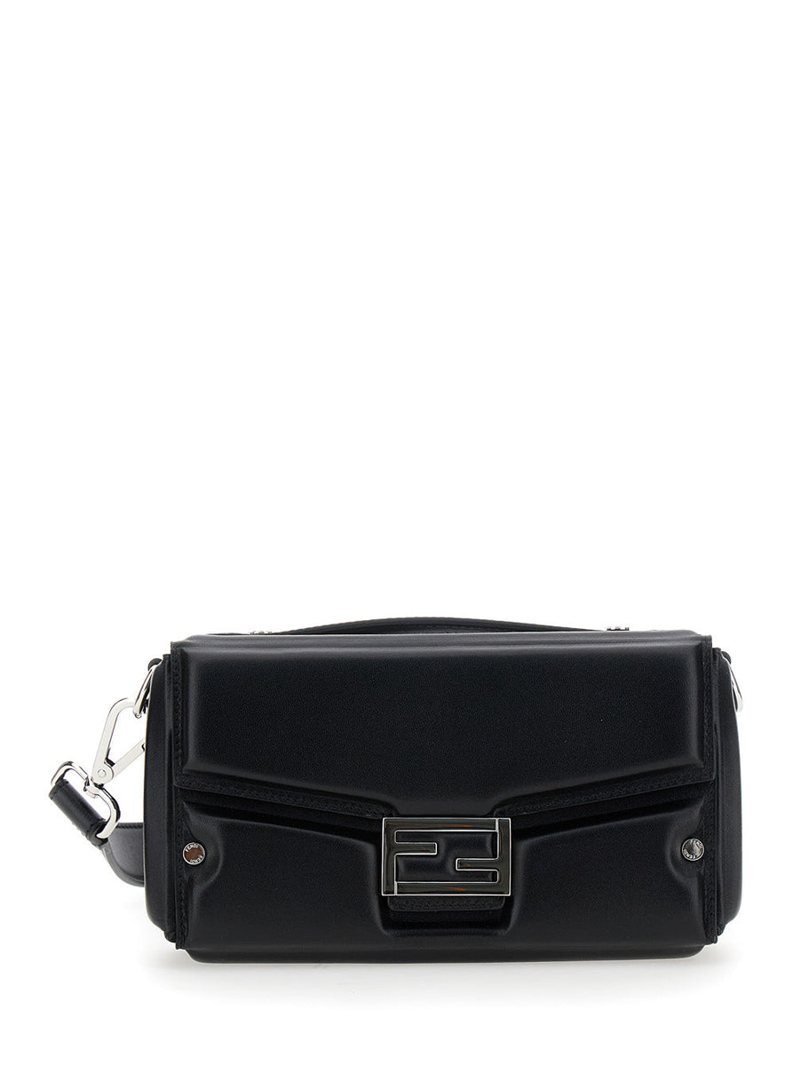 Fendi Men 'Baguette Soft Trunk' Black Crossbody Bag In Padded Leather Man