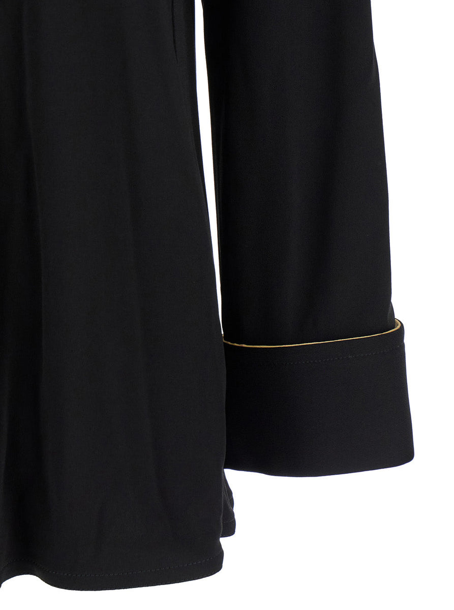 Bottega Veneta Women Black Shirt With Notebook Cuffs In Viscose Woman