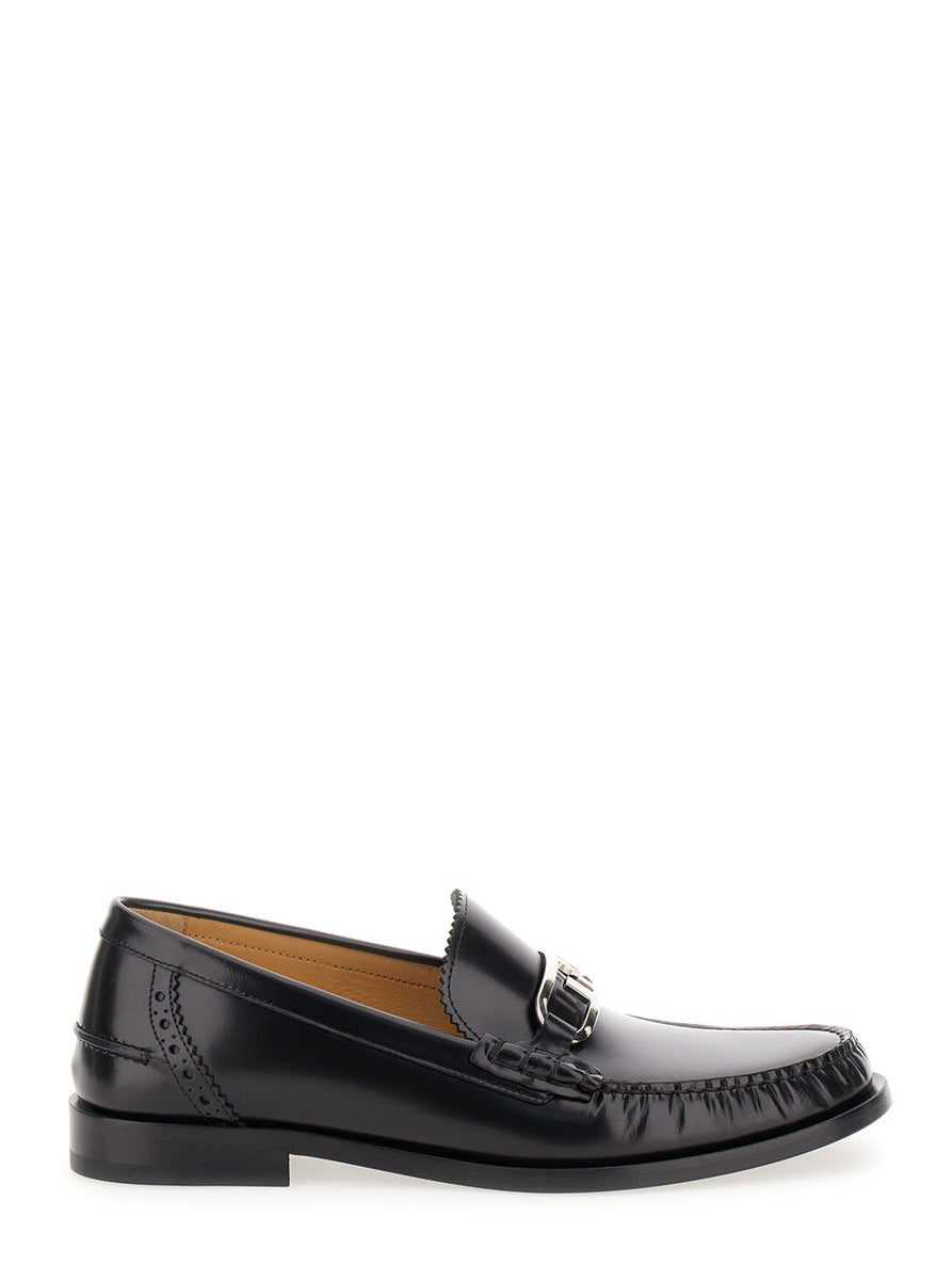 Fendi Men Black O'lock Loafer In Leather Man