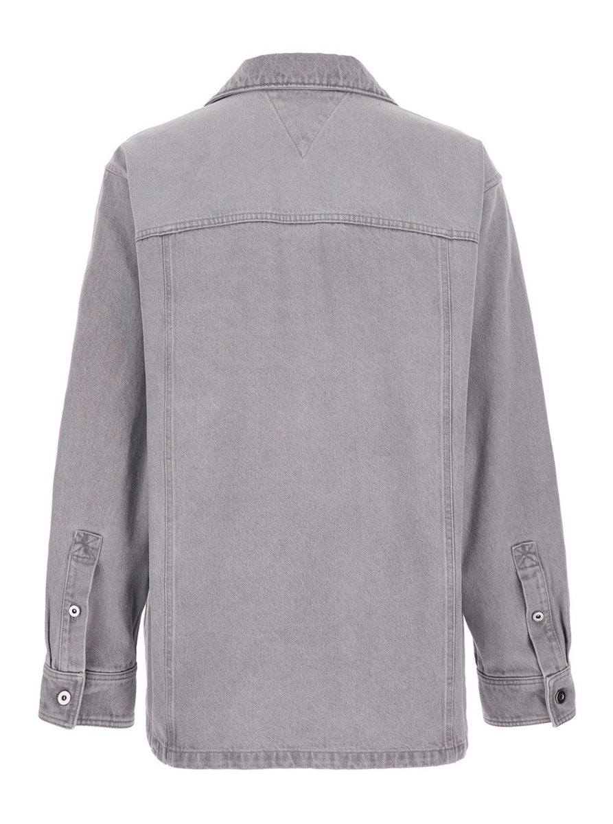 Bottega Veneta Men Grey Shirt With Patch Pockets On The Chest In Denim Man