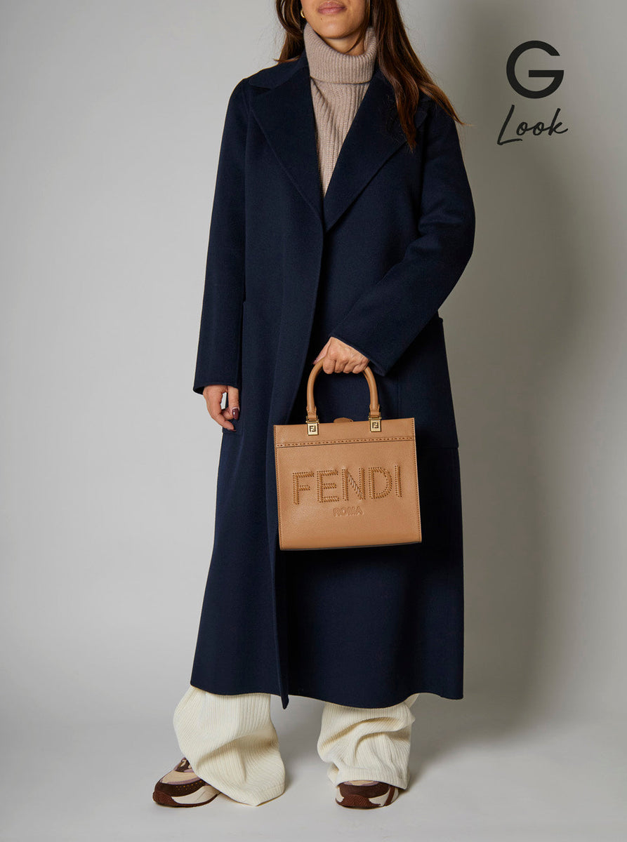 Fendi Women 'Fendi Sunshine' Beige Shopper With Shoulder Strap And Maxi Logo On The Front In Leather Woman