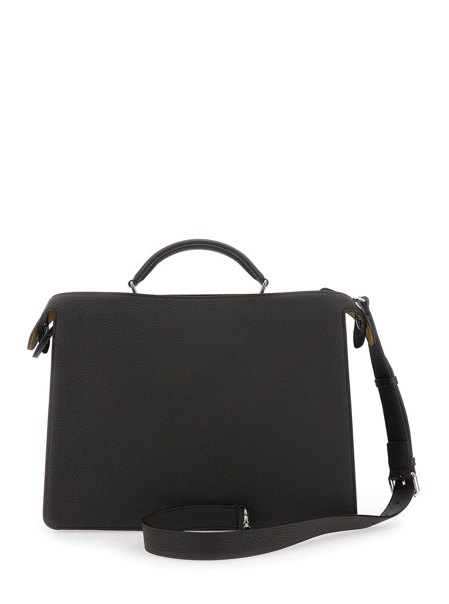 Fendi Men 'Iseeu Medium' Brown Handbag With Removable Internal Pocket In Leather Man