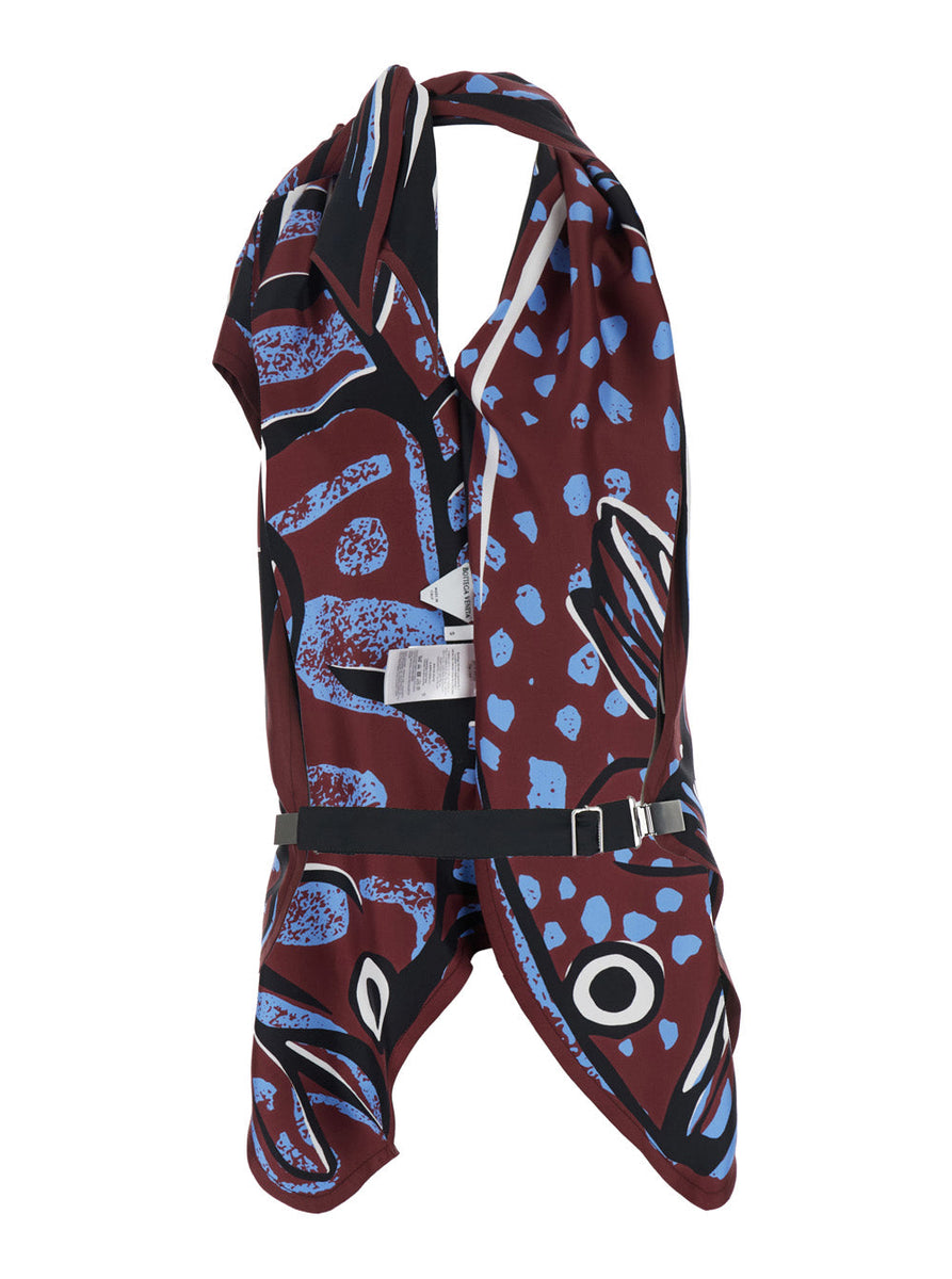 Bottega Veneta Women Multicolor Top With Asymmetric Design And All-Over Printed Motif In Silk Woman