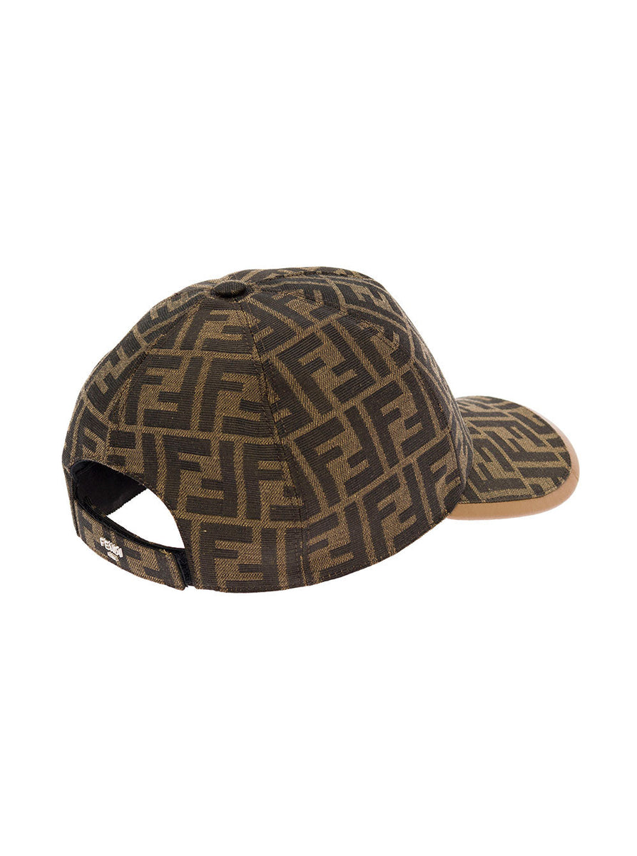 Fendi Men Brown Baseball Cap With All-Over Ff Motif Man