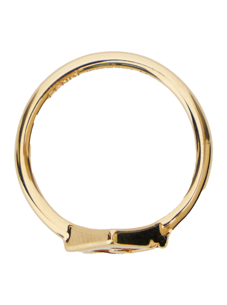Fendi Women Metallic Ring With Ff Plaque In Bronze Woman